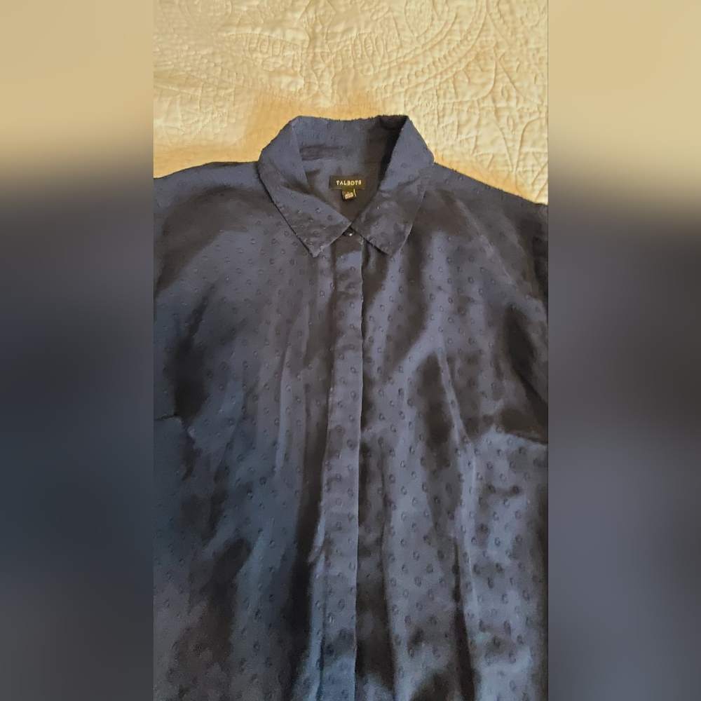 Talbots Blue Multi Layer Blouse Size Small - image 6